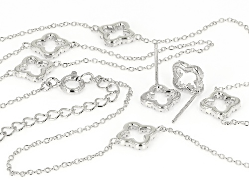 Bella Luce ® 1.40CTW White Diamond Simulant Rhodium Over Silver Necklace & Earrings Set