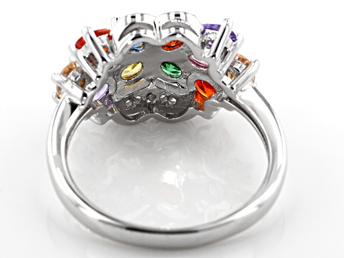 Bella Luce ® 3.09CTW Multicolor Gemstone Simulants Rhodium Over Sterling Silver Ring - Size 5