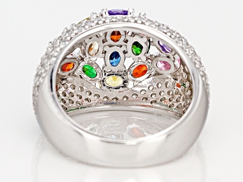 Bella Luce ® 6.92CTW Multicolor Gemstone Simulants Rhodium Over Sterling Silver Ring - Size 7