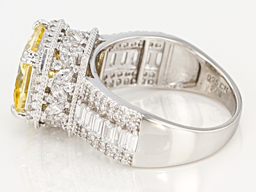 Bella Luce ® 7.08CTW Canary & White Diamond Simulants Rhodium Over Sterling Silver Ring - Size 8