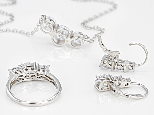 Bella Luce ® 12.25CTW White Diamond Simulant Rhodium Over Silver Ring, Earrings, & Necklace Set