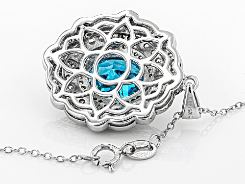 Bella Luce®9.93CTW Esotica™Neon Apatite & Diamond Simulants Rhodium Over Silver Pendant With Chain