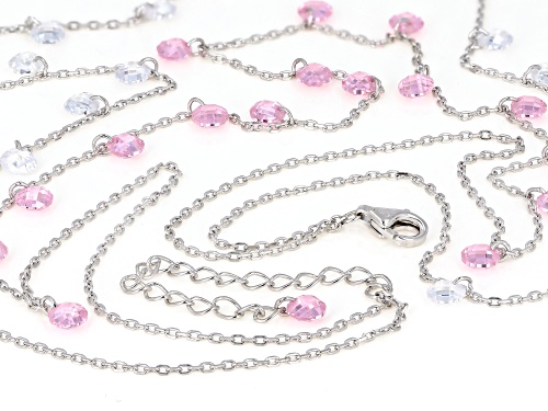 Bella Luce ® 18.90CTW Pink & White Diamond Simulants Rhodium Over Silver Necklace - Size 16
