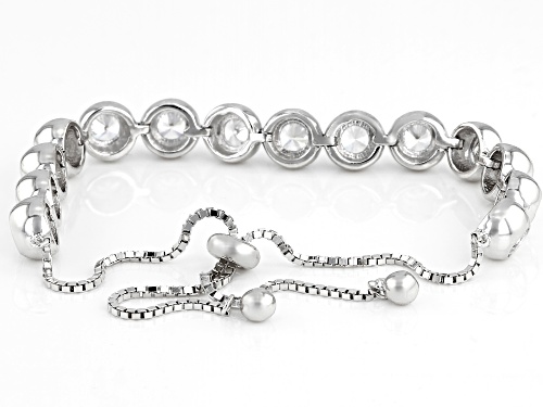 Bella Luce ® 6.02CTW White Diamond Simulant Rhodium Over Sterling Silver Adjustable Bracelet