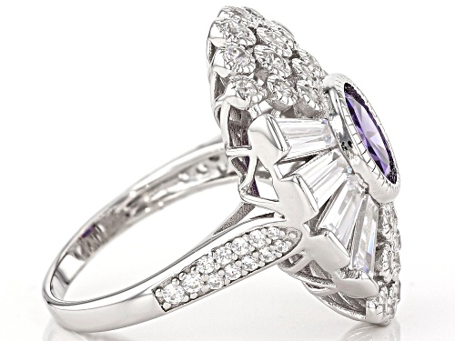 Bella Luce® 7.25ctw Amethyst And White Diamond Simulants Rhodium Over Sterling Silver Ring - Size 7