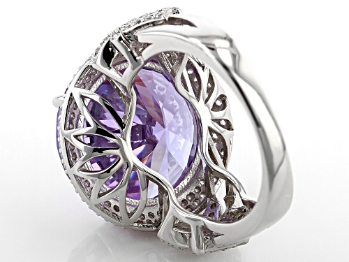 Bella Luce® 24.05ctw Lavender And White Diamond Simulants Rhodium Over Silver Ring(13.44ctw DEW) - Size 7