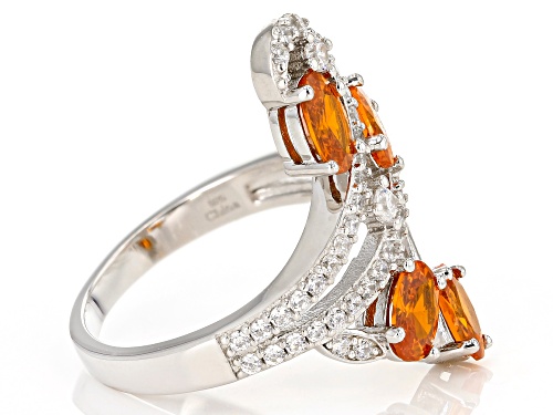 Bella Luce ® 1.48ctw Orange Sapphire And White Diamond Simulants Rhodium Over Silver Ring - Size 5