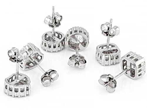 Bella Luce ® 5.00ctw Rhodium Over Sterling Silver Round, Heart, And Square Stud Earring Set Of 3