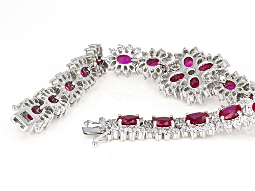 Bella Luce ® 36.21ctw Ruby And White Diamond Simulants Rhodium Over Sterling Silver Tennis Bracelet - Size 7.25