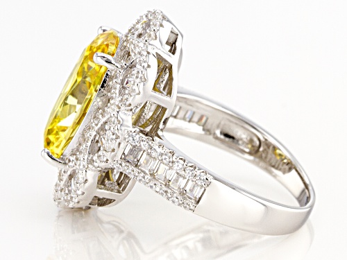Bella Luce ® 11.76ctw Canary And White Diamond Simulants Rhodium Over Silver Ring (6.77ctw DEW) - Size 8