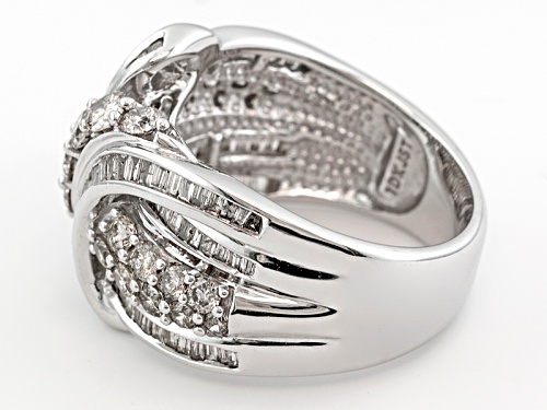 2.00ctw Round & Baguette Diamond 10k White Gold Ring - Size 7