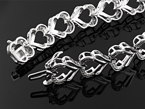 Emulous™ .10ctw Diamond Rhodium Over Brass Heart Bracelet - Size 7.25