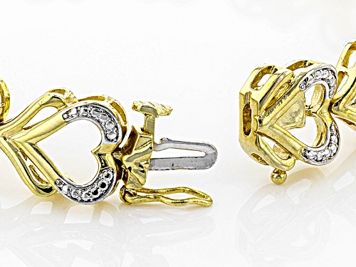 Emulous™ .10ctw Round White Diamond 18k Yellow Gold Over Brass Heart Bracelet - Size 7.5