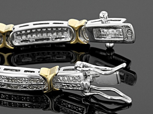 Emulous™ 0.95ctw Round White Diamond Rhodium And 18k Yellow Gold Over Brass Bracelet - Size 6.5