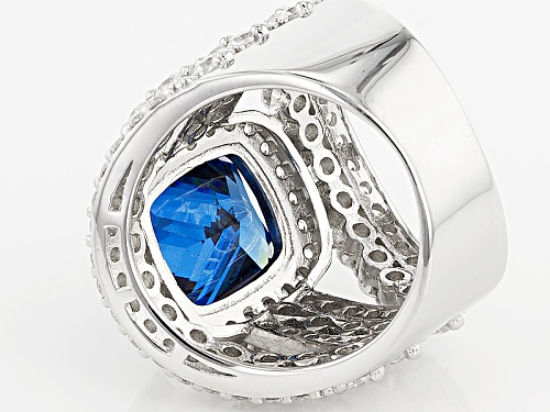 Bella Luce ® 15.90ctw Blue And White Diamond Simulants Rhodium Over Silver Ring (9.56ctw Dew) - Size 5