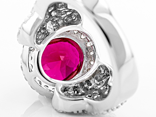Bella Luce ® 4.65ctw Ruby And White Diamond Simulants Rhodium Over Sterling Silver Ring - Size 7