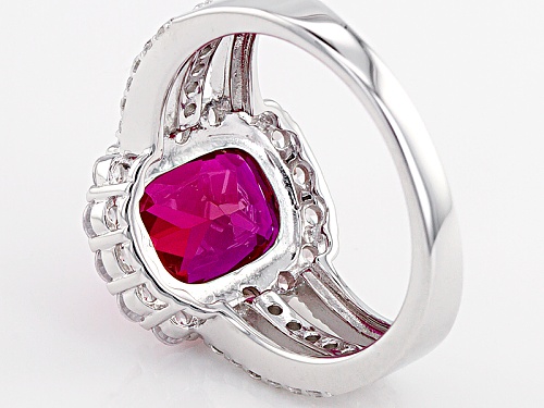 Bella Luce ® 4.83ctw Ruby And White Diamond Simulants Rhodium Over Sterling Silver Ring - Size 10