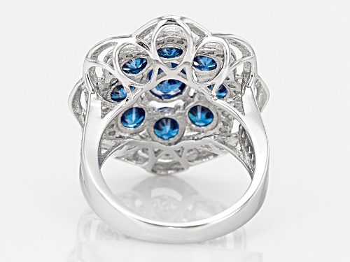 Bella Luce ® 5.05ctw Blue Apatite And White Diamond Simulants Rhodium Over Sterling Silver Ring - Size 5