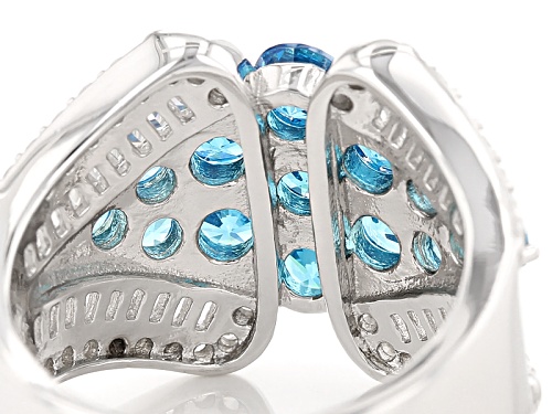 Bella Luce ® 5.50ctw Neon Apatite And White Diamond Simulants Rhodium Over Sterling Silver Ring - Size 8