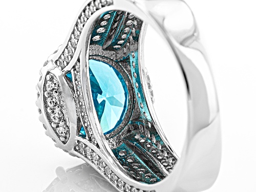 Bella Luce ® 7.53ctw Neon Apatite And White Diamond Simulants Rhodium Over Sterling Silver Ring - Size 5