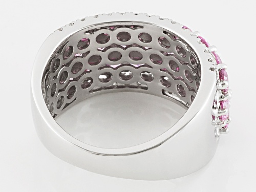 Bella Luce ® 6.21ctw Pink And White Diamond Simulants Rhodium Over Sterling Silver Ring - Size 5