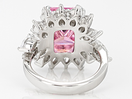 Bella Luce®14.30ctw Pink And White Diamond Simulants Rhodium Over Sterling Silver Ring - Size 6