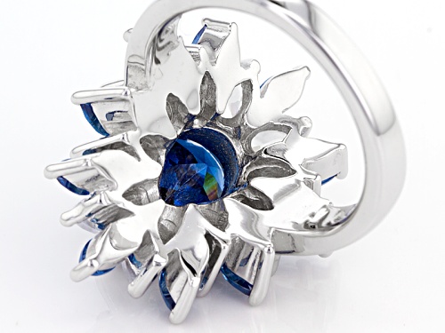 Bella Luce ® 12.33ctw Blue Apatite And White Diamond Simulants Rhodium Over Sterling Silver Ring - Size 11