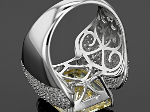 Bella Luce ® 18.10ctw Canary And White Diamond Simulants Rhodium Over Sterling Silver Ring - Size 6