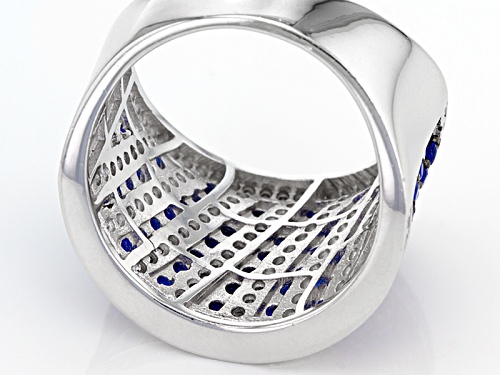 Bella Luce ® 2.60ctw Lab Blue Spinel And White Diamond Simulant Rhodium Over Sterling Silver Ring - Size 5