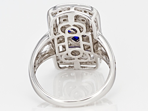 Bella Luce ® 1.40ctw Lab Blue Spinel And White Diamond Simulant Rhodium Over Stering Silver Ring - Size 8
