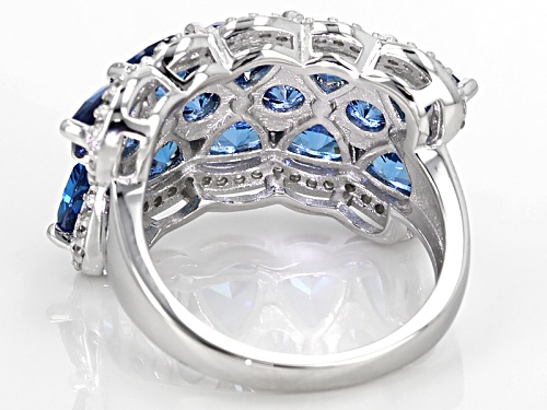 Bella Luce ® 9.45ctw Blue Sapphire And White Diamond Simulants Rhodium Over Sterling Silver Ring - Size 7