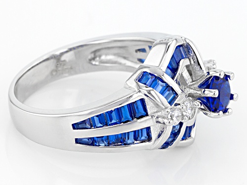 Bella Luce ® 1.95ctw Lab Blue Spinel And White Diamond Simulant Rhodium Over Sterling Silver Ring - Size 10