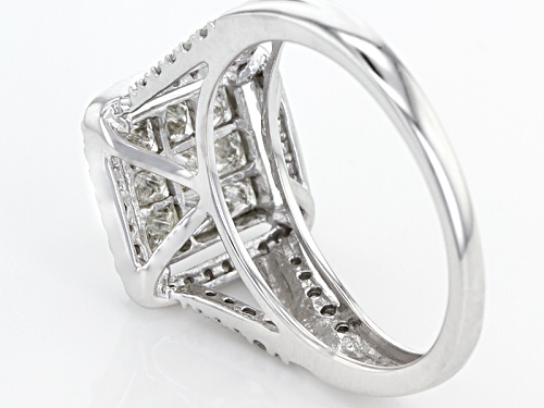 1.00ctw Round And Princess Cut White Diamond 10k White Gold Ring - Size 7