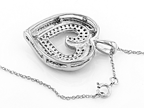 .38ctw Round And Baguette White Diamond 10k White Gold Pendant With An 18 Inch Rope Chain
