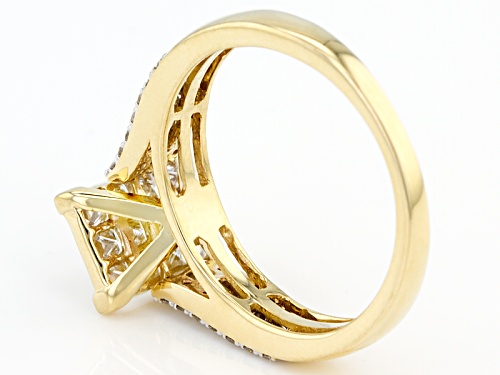 1.00ctw Princess Cut And Round White Diamond 14k Yellow Gold Ring - Size 7