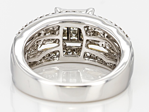1.00ctw Round,Baguette & Princess Cut Diamond 10k White Gold Ring W/ 10k Yellow Gold Accent Plating - Size 7