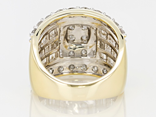 3.25ctw Round And Baguette White Diamond 10k Yellow Gold Ring - Size 7