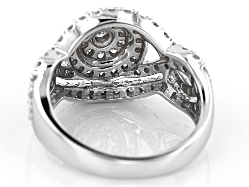 1.05ctw Round White Diamond 10k White Gold Ring - Size 8