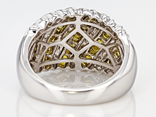 1.00ctw Baguette Yellow and Round White Diamond Rhodium over Sterling Silver Ring - Size 7