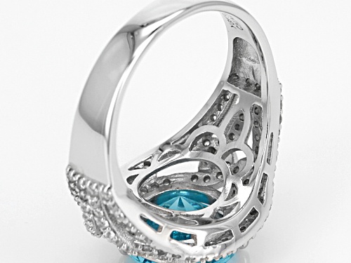 Bella Luce ®Esotica™7.76ctw Neon Apatite And White Diamond Simulants Rhodium Over Sterling Ring - Size 5