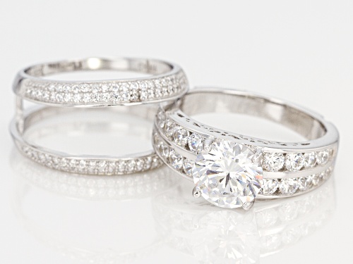 Bella Luce ® 12.60ctw Rhodium Over Sterling Silver Ring With Guard and Earrings Set