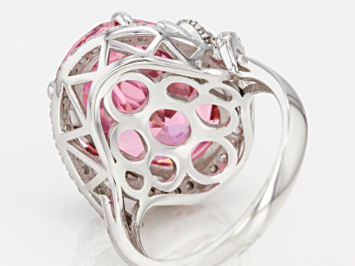 Bella Luce ® 20.35ctw Pink And White Diamond Simulants Rhodium Over Sterling Silver Ring - Size 7