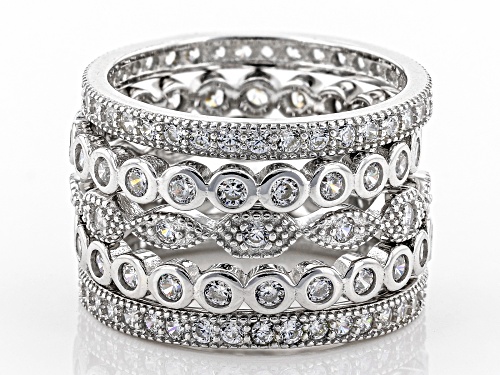 Bella Luce® 3.91ctw Rhodium Over Sterling Silver Rings- Set of 5 - Size 5