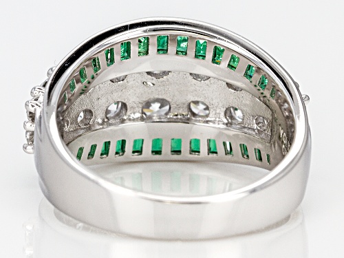 Bella Luce® 5.04ctw Emerald and White Diamond Simulants Rhodium Over Sterling Silver Ring - Size 11