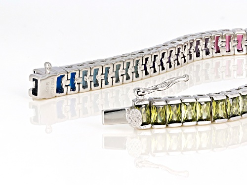 Bella Luce® 28.50ctw Multicolor Gemstone Simulants Rhodium Over Sterling Silver Bracelet - Size 8