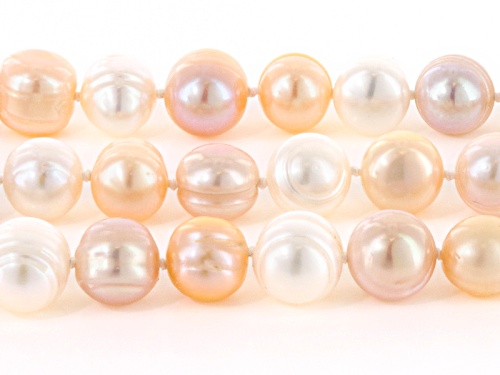 10-12mm Multi-Color Cultured Freshwater Pearl Sterling Silver 18, 24, 36 Inch Necklace & Earring Set