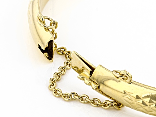 18K Yellow Gold Over Sterling Silver Diamond Cut Hinged Bangle Bracelet - Size 8