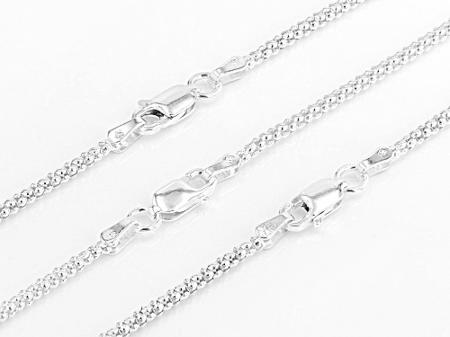 Sterling Silver Popcorn Link 18, 20, And 24 Inch Chain Set Of 3