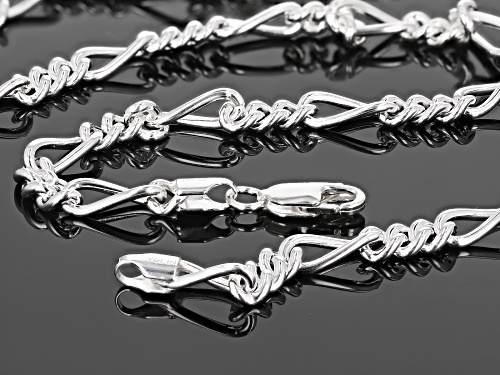 Sterling Silver 5.5MM Polished Figaro Chain Necklace 18 Inch - Size 18