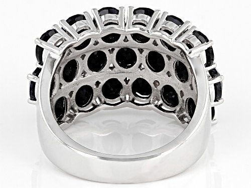9.00ctw Oval Midnight Sapphire Rhodium Over Sterling Silver Band Ring - Size 6